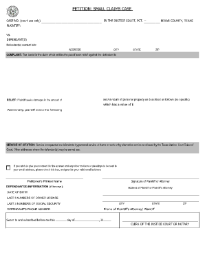 Small Claims Form County Of Bexar Texas Bexar County Fill And