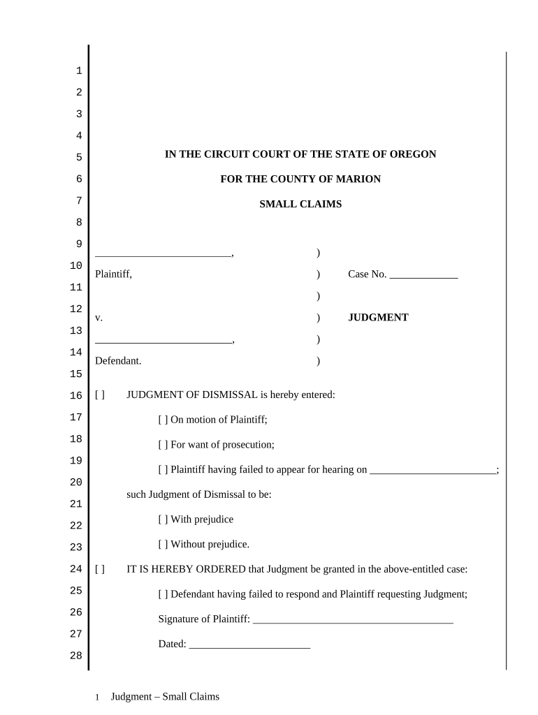 Small Claims Judgment Oregon Doc Template PdfFiller