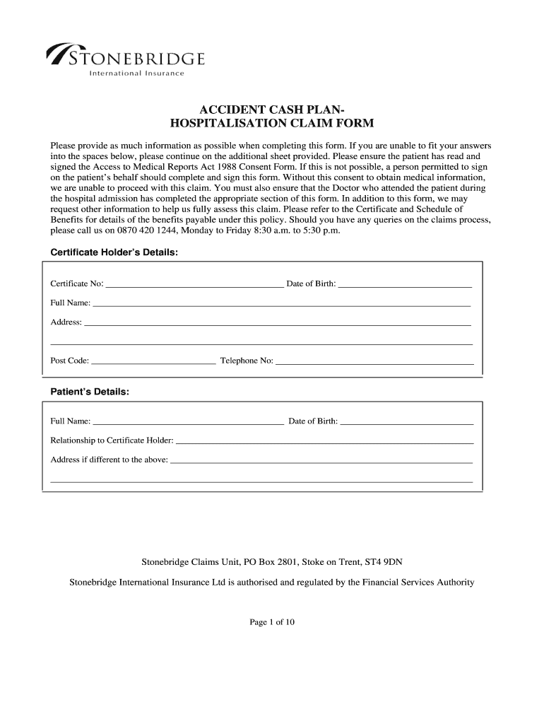 Stonebridge Life Insurance Claim Forms Fill Online Printable 