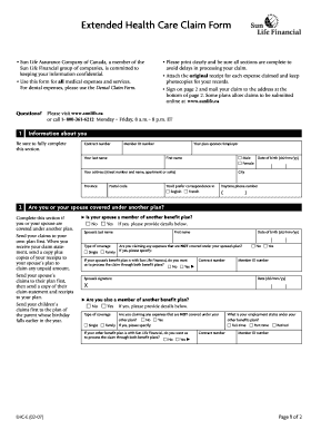 Sun Life Extended Health Care Claim Form Fillable Fill And Sign 