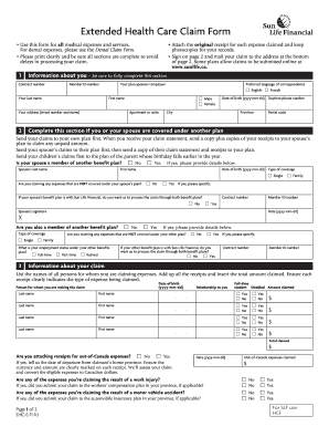 Sunlife Extended Health Claim Form 2020 2023 Fill And Sign Printable