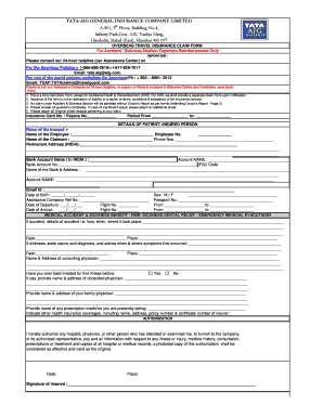 Tata Aig Claim Form Fill Online Printable Fillable Blank PdfFiller