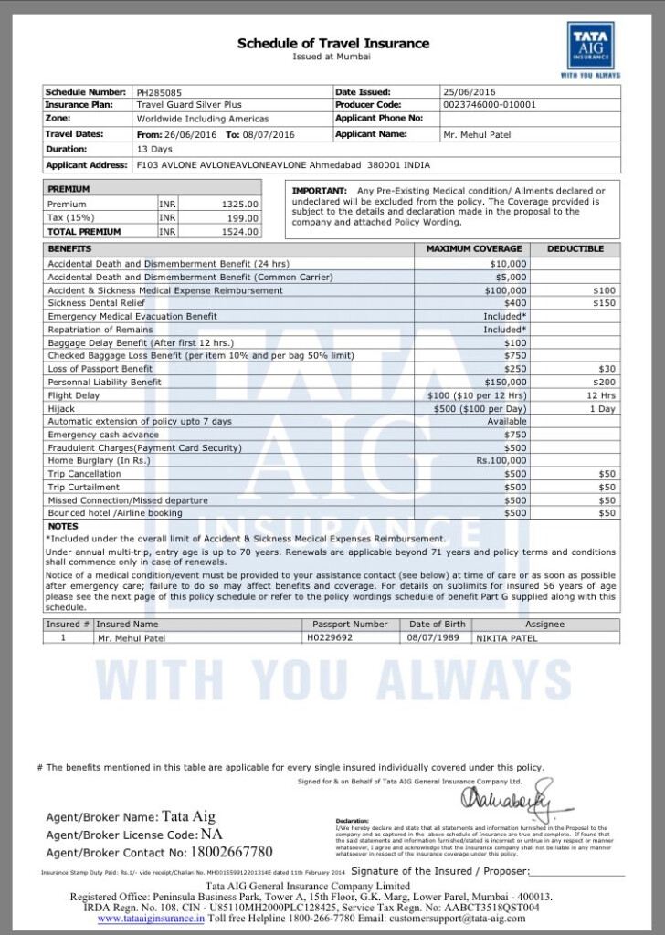 Tata Aig Travel Insurance Insurance