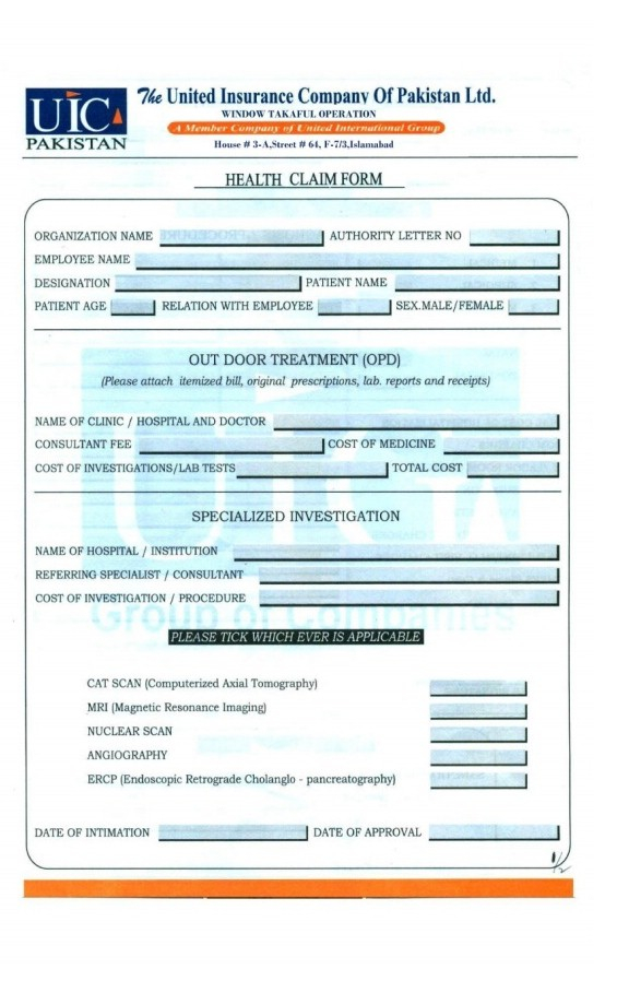 TEVTA News Claim Form United Insurance Company Of Pakistan Ltd ...