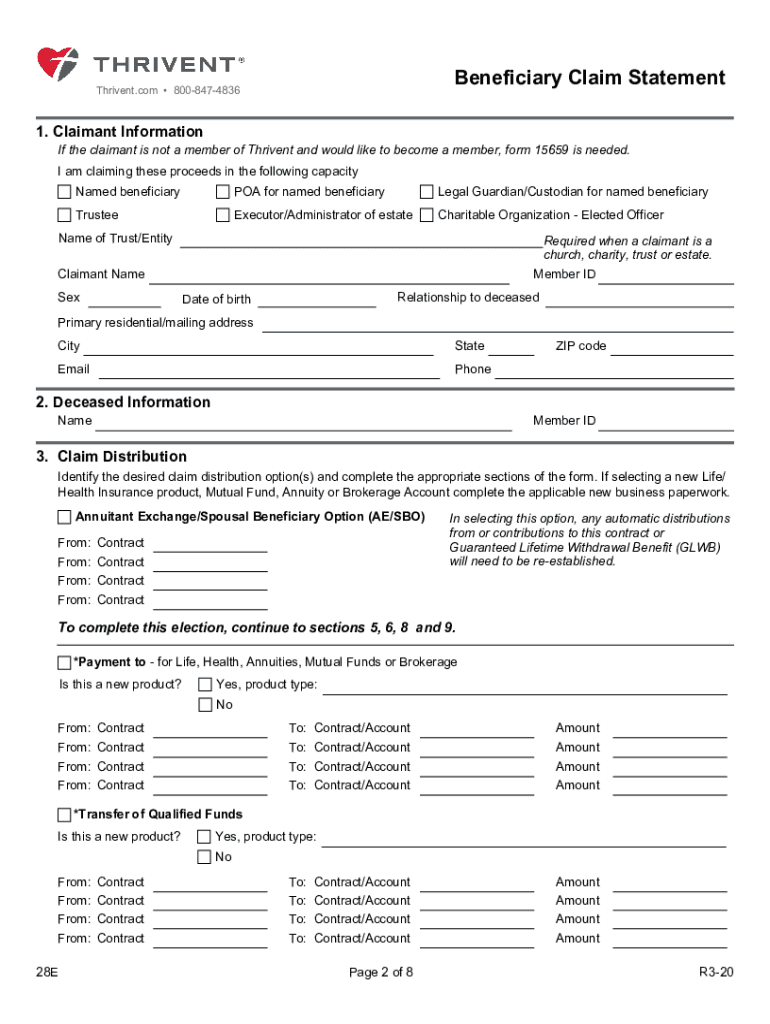 Thrivent 28E 2020 Fill And Sign Printable Template Online US Legal 