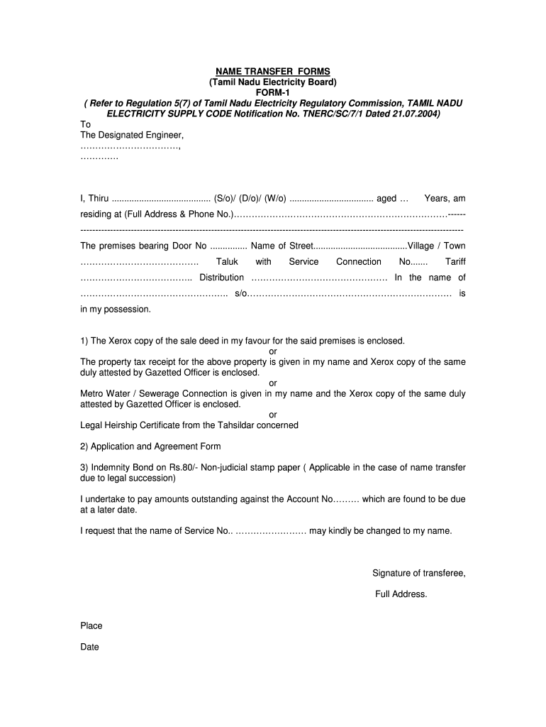 Tneb Name Transfer Online Fill Out And Sign Printable PDF Template 