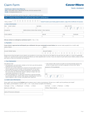 Travel Insurance Form Templates PdfFiller