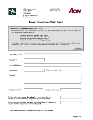 Travel Insurance Quote Form Templates PdfFiller