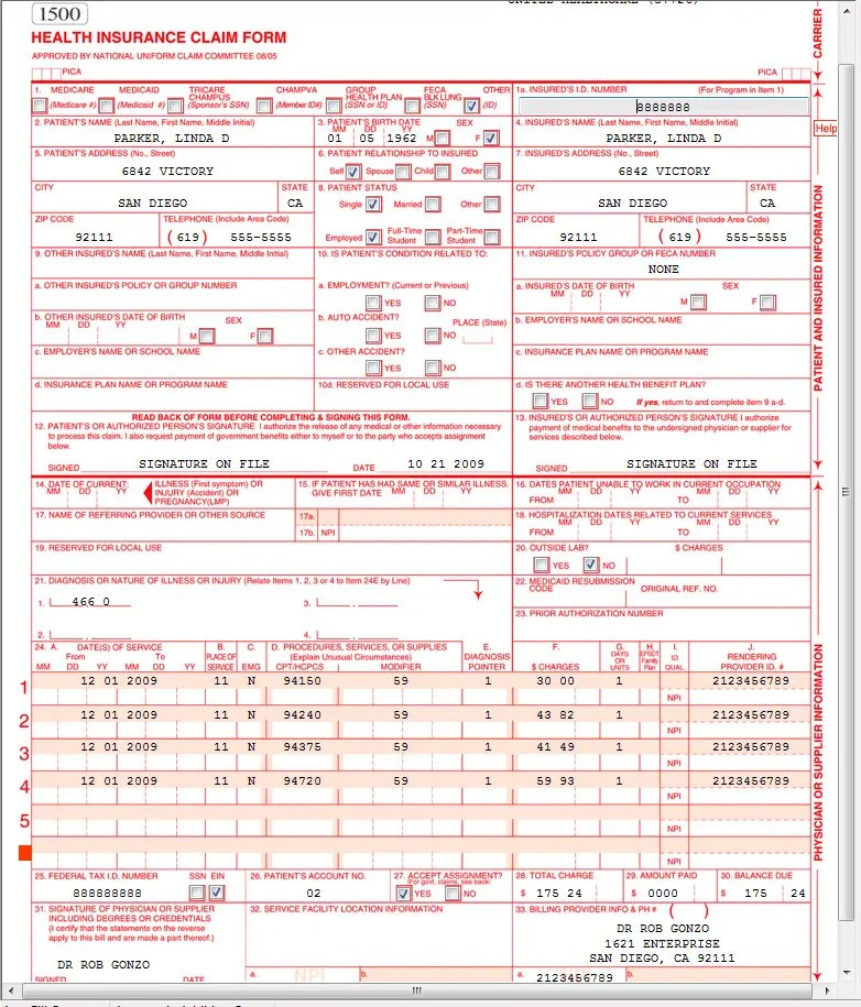 Understanding The Cms 1500 Claim Form Template SampleTemplates