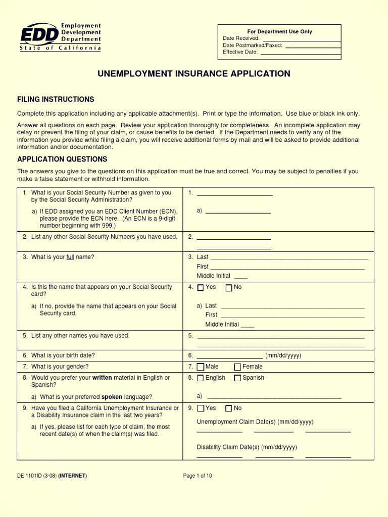 Unemployment Insurance Claim Form Pdf