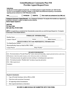 United Healthcare Reconsideration Form Fill And Sign Printable 