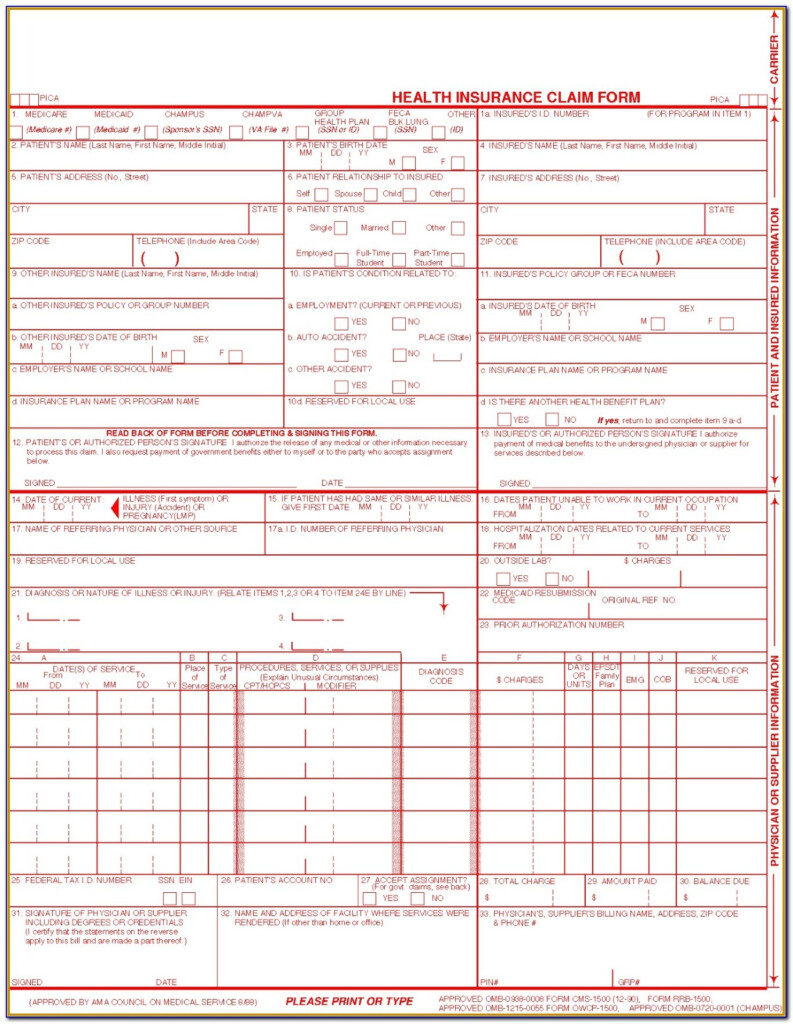 Universal Claim Form Template 91817 Hcfa 1500 Medical Billing Wiki 