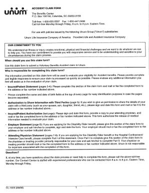 Unum Accident Claim Form Fill And Sign Printable Template Online