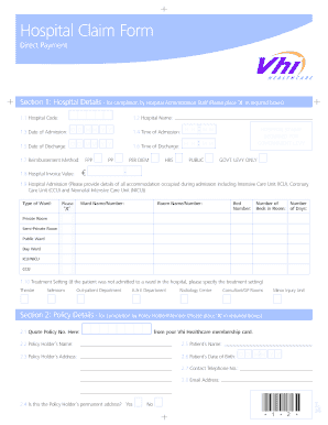 Vhi Claim Form Download Fill Online Printable Fillable Blank