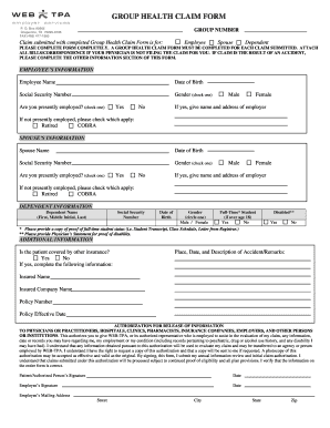 WEBTPA Group Health Claim Form City Of Sarasota Official Homepage 