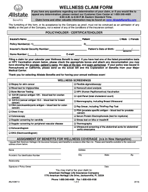 Wellness Benefit Claim Form Allstate Fill Online Printable Fillable 