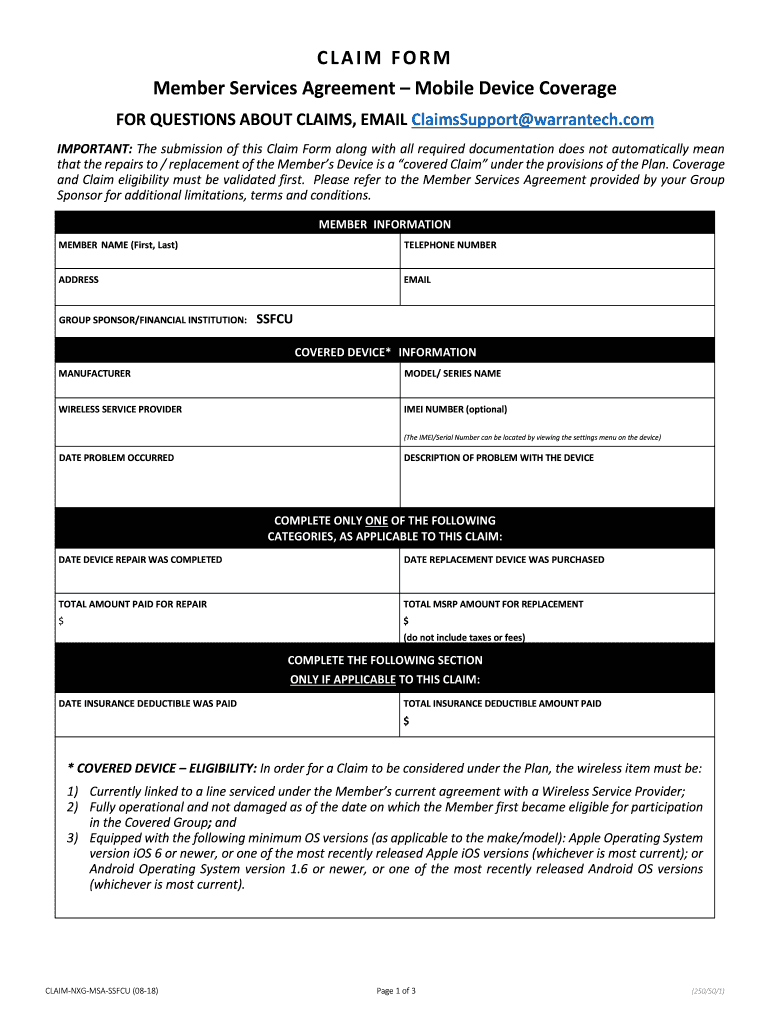 Wells Fargo Cell Phone Protection Claim Form Fill Out And Sign
