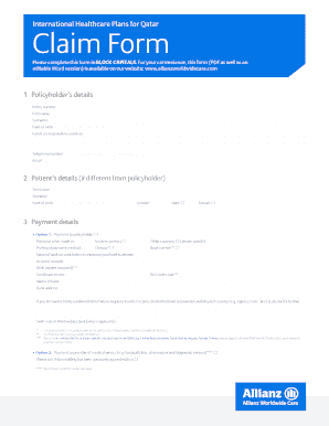 2012 Allianz International Healthcare Plans For Qatar Claim Form Fill 