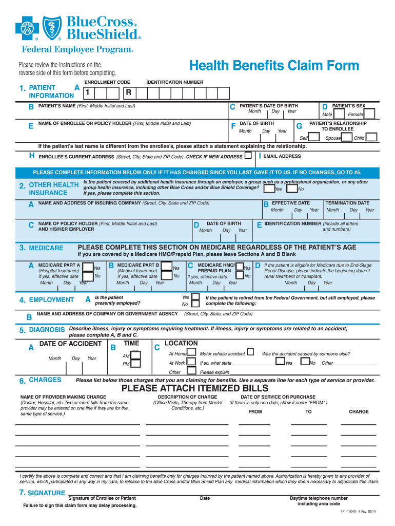 2014 Form BCBS 4F1 19049 F Fill Online Printable Fillable Blank