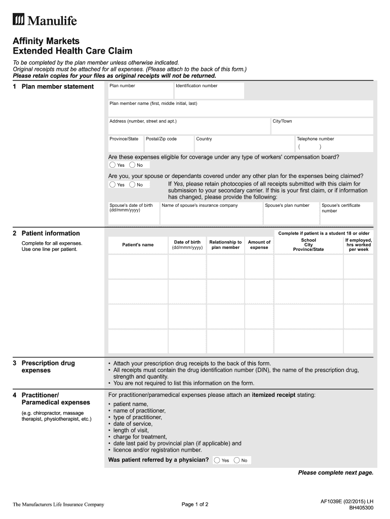 2015 2023 Form Manulife AF1039E Fill Online Printable Fillable Blank 