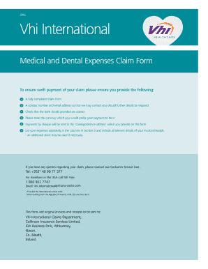 2019 2024 IE Vhi International Medical And Dental Claim Form Fill 