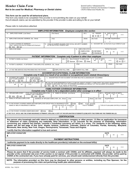 22 Cigna Out Of Network Claim Form Free To Edit Download Print 