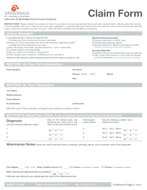 24 Hour Pet Watch Claim Form Canada Fill Online Printable Fillable 