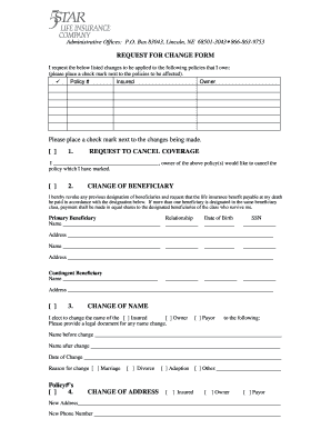 5star Life Insurance Beneficiary Change Form Fill And Sign Printable 