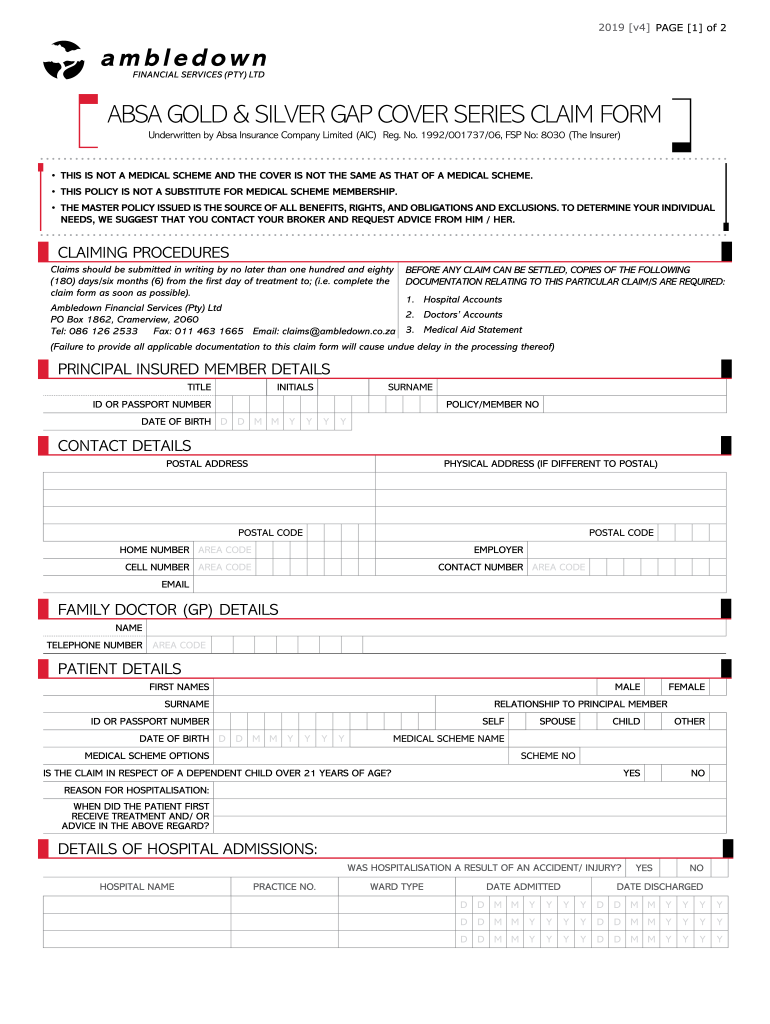 Absa Hospital Claim Form Fill Online Printable Fillable Blank 