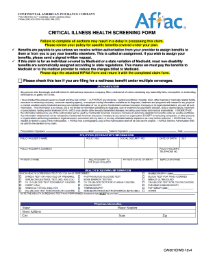 Aflac Critical Illness Printable Claim Forms Fill And Sign Printable