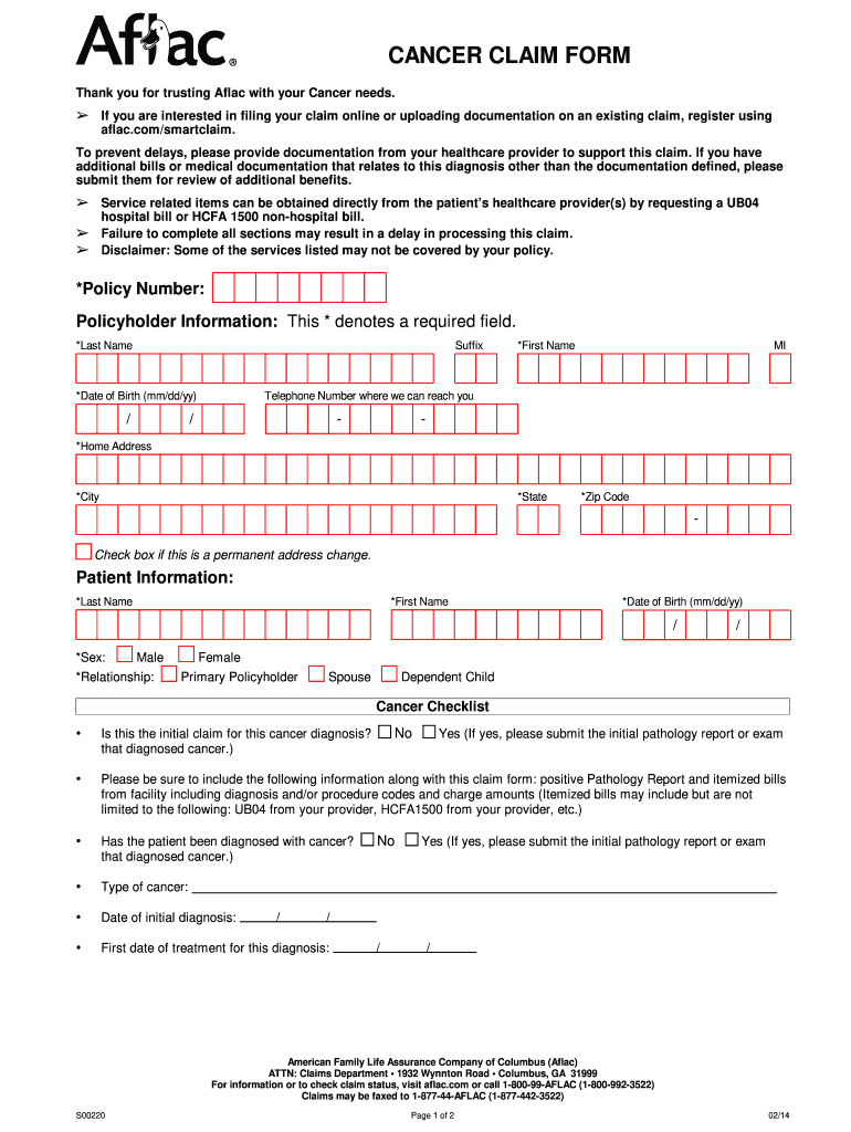 Aflac Printable Claim Forms Customize And Print