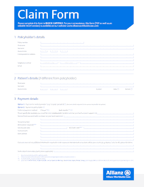 Allianz Claim Form Pdf 2020 2024 Fill And Sign Printable Template Online