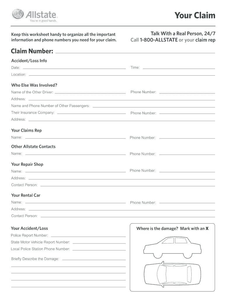 Allstate Your Claim Fill And Sign Printable Template Online US