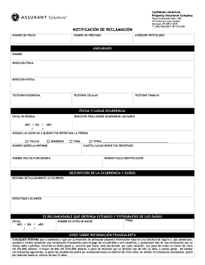 Assurant Solutions Claim Form Fill And Sign Printable Template Online