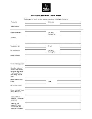 Atlas Insurance Claim Form Fill Online Printable Fillable Blank 