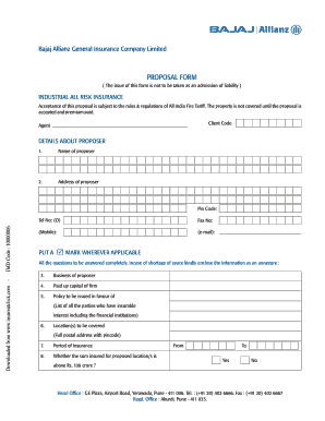 Bajaj Allianz Fire Proposal Form Fill Online Printable Fillable 