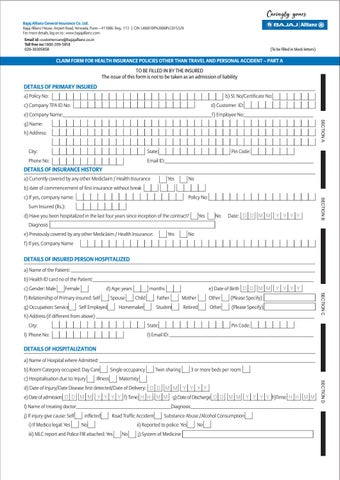 Bajaj Allianz Health Insurance Claim Form By Sanjna Chauhan Issuu