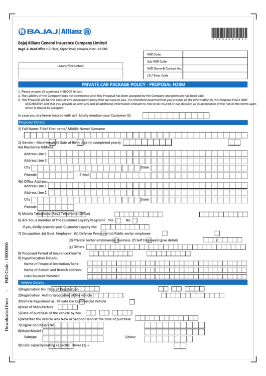 Bajaj Allianz Insurance Claim Form Download Bajaj Allianz Motor 