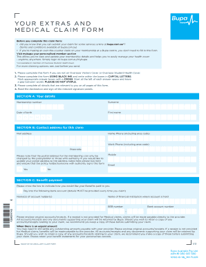 Bupa Claim Form Fill And Sign Printable Template Online