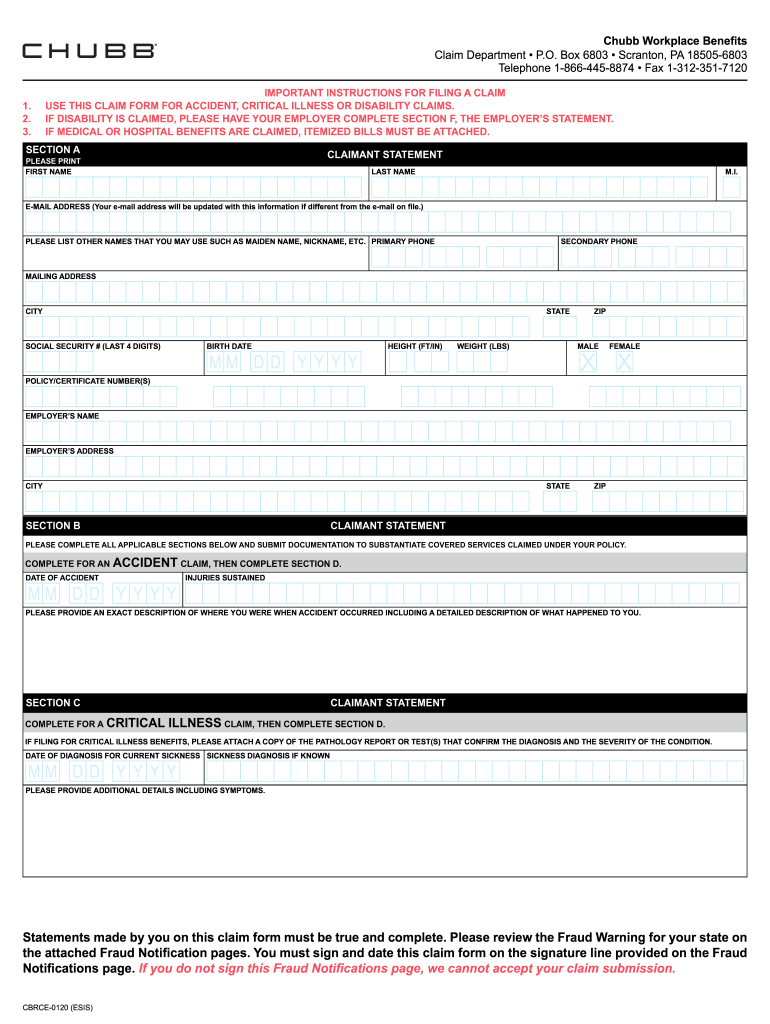 CH Chubb Claims Made Easy 2020 2021 Fill And Sign Printable Template