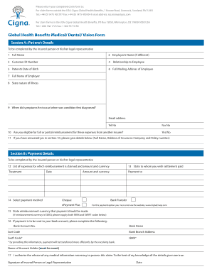 Cigna Claim Form Dental Templates Fillable Printable Samples For 