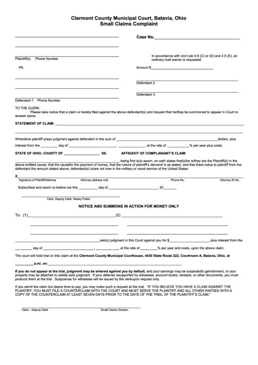 Clark County Small Claims Proof Of Service Fillable Form Printable 