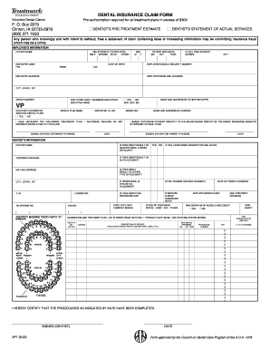 Dental Insurance Claim Form Fillable Fill And Sign Printable Template 