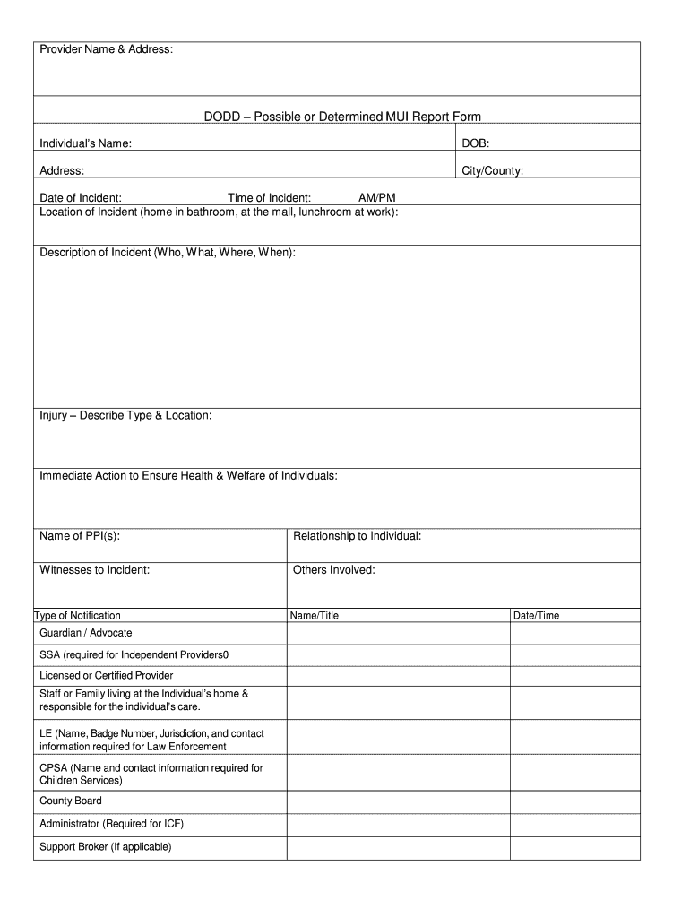 Dodd Mui Report Fill Online Printable Fillable Blank PdfFiller