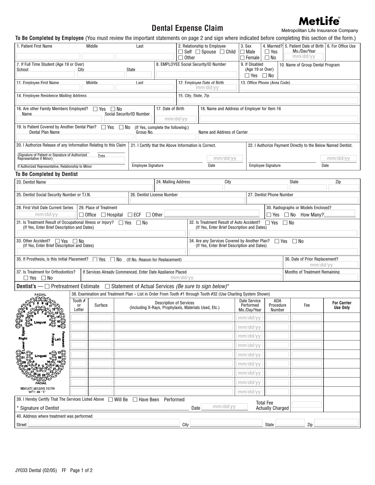 Download MetLife Dental Claim Form PDF FreeDownloads