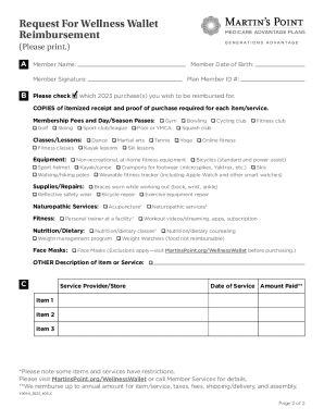 Fillable Online 2023 Wellness Wallet Reimbursement Form Fax Email Print 