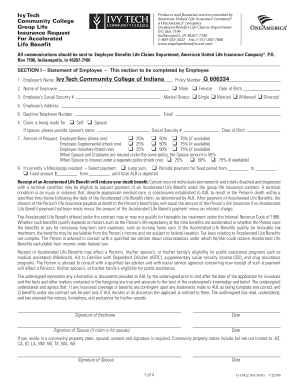 Fillable Online Accelerated Life Benefit Claim Form Fax Email Print 