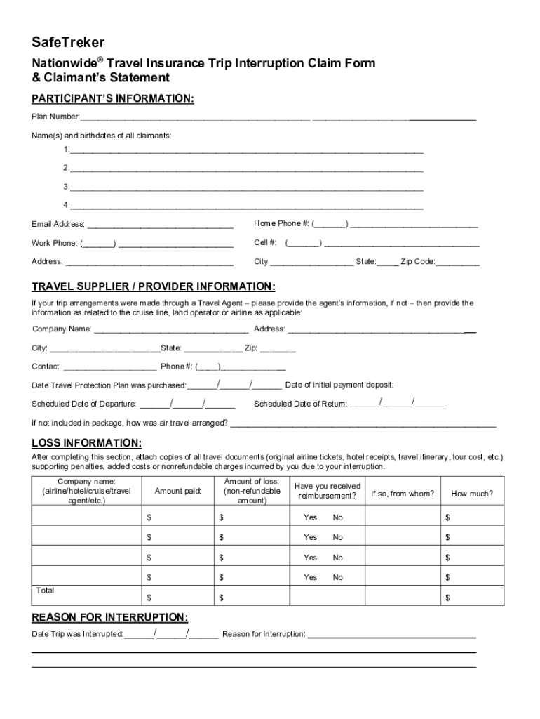 Fillable Online Aon Affinity Travel Insurance Claim Form Fax Email 