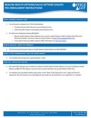 Fillable Online BEACON HEALTH OPTIONS VALUE OPTIONS VALOP Fax Email 