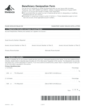 Fillable Online Beneficiary Designation Form IRA 403 b Or ORP PDF 